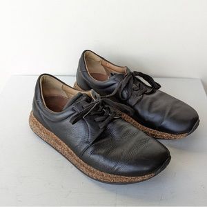Birkenstock Wrigley Black Smooth Leather Lace Up Sneakers